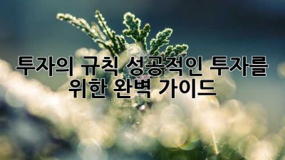 투자의 규칙: 성공적인 투자를 위한 완벽 가이드